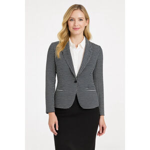 Women's Imaginary Voyage Black White Striped Blazer S